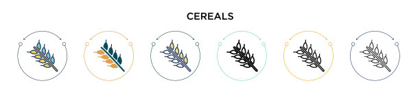 图标中填充了谷物细线和轮廓线图片下载