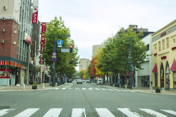 日本北海道带广市带广商店街的城市风貌图片下载