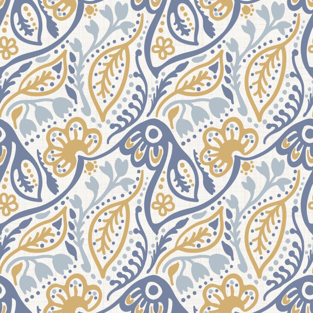 法国破旧别致的缎面矢量纹理背景。报春花春花白，黄蓝无缝花纹。手绘花卉室内家居装饰样本。经典农舍风格全印花图片下载