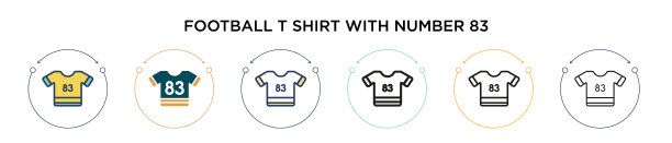 足球t恤与数字83图标填充图片下载