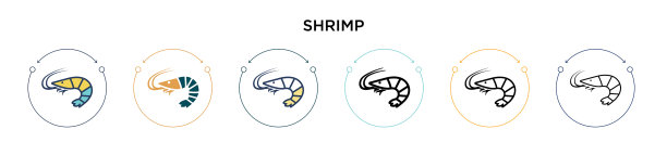 虾的图标在填充细线轮廓和图片下载