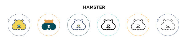 仓鼠图标在填充细线轮廓和图片下载