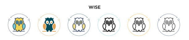 智慧图标在填充细线轮廓和描边图片下载