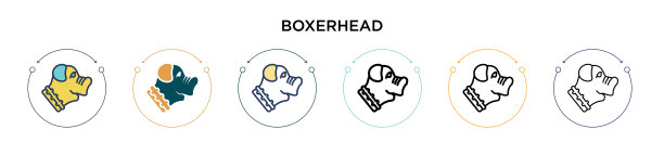 方头图标在填充细线和轮廓线图片下载