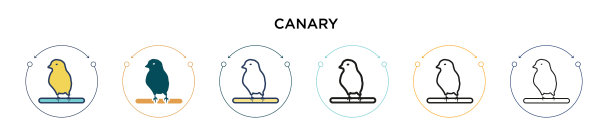 金丝雀图标在填充细线轮廓和图片下载