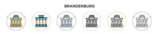 勃兰登堡图标在填充细线轮廓和图片下载