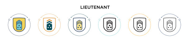 中尉图标在填充细线轮廓和图片下载