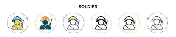 填充细线轮廓士兵图标图片下载