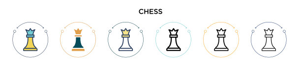 填充细线轮廓国际象棋图标图片下载