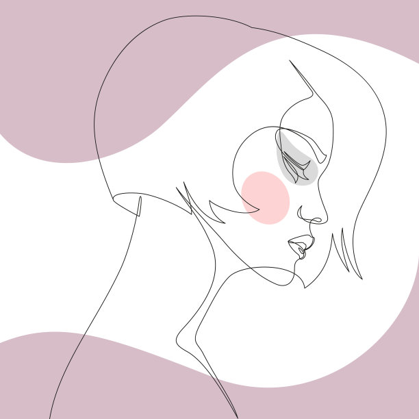 美丽体贴的年轻女子，连续的线条画艺术图片下载