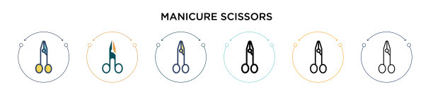 美甲剪刀的图标在填充细线图片下载