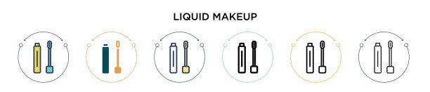 液体化妆图标在填充细线轮廓图片下载