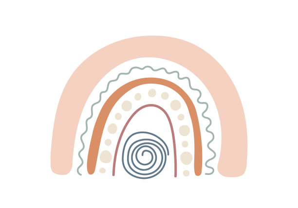 波西虹抽象形状，简单的手绘剪影矢量插图在时尚的蜡笔颜色，极简的概念完美的制作卡片，横幅，现代海报，纺织品，纸工艺图片下载