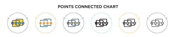 点连接图表图标在填充细线图片下载
