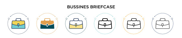 商务公文包图标在填充细线图片下载