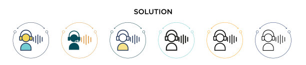 解决方案图标在填充细线和轮廓线图片下载