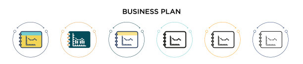 商业计划图标中填充细线提纲图片下载