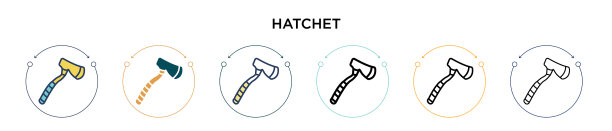 小斧图标在填充细线轮廓和图片下载