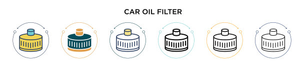 汽车滤油器图标在填充细线轮廓图片下载