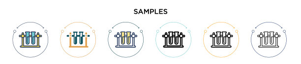 样品图标在填充细线轮廓和图片下载