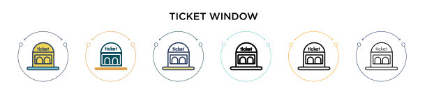 票窗口图标在填充细线轮廓图片下载