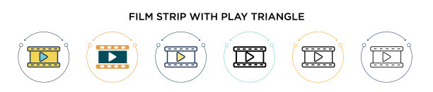薄膜带与播放三角形图标在填充薄图片下载