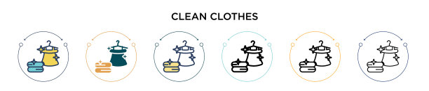 干净的衣服图标在填充细线轮廓图片下载
