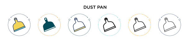 灰尘盘图标在填充细线轮廓和图片下载