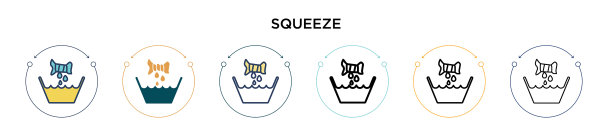 挤压图标在填充细线和轮廓线图片下载