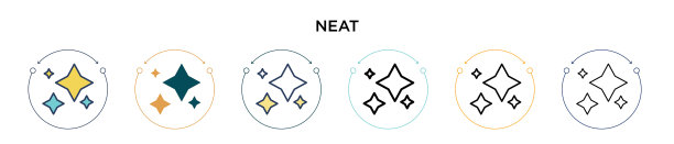 整洁的图标在填充细线轮廓和描边图片下载