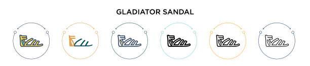 角斗士凉鞋图标在填充细线轮廓图片下载