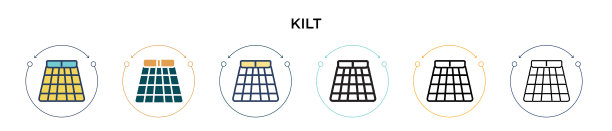 格子裙图标在填充细线轮廓和描边图片下载