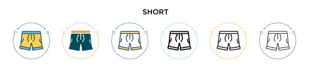 短图标在填充细线轮廓和描边图片下载