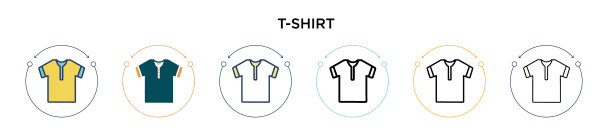 t恤图标在填充细线和轮廓线图片下载