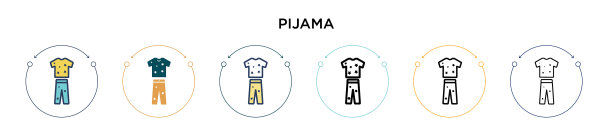 Pijama图标在填充细线轮廓和图片下载
