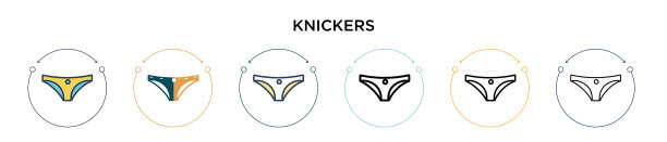 灯笼裤图标在填充细线轮廓和图片下载