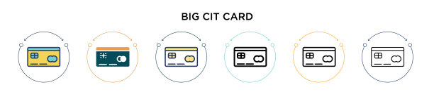 大的信用卡图标在填充细线轮廓图片下载