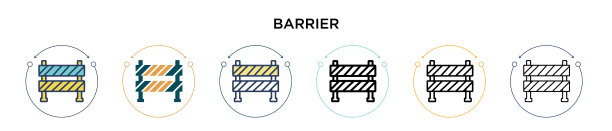 障碍图标在填充细线轮廓和图片下载