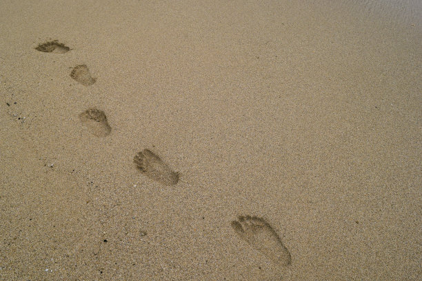 沙滩上的脚印照片图片下载