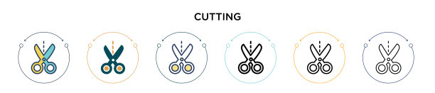 切割图标在填充细线轮廓和图片下载