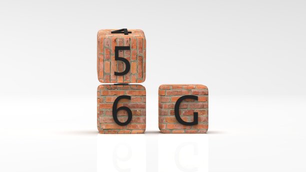 3d渲染的5G,6g概念骰子设计与良好的背景图片下载