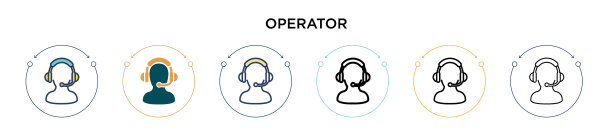 操作员图标在填充细线和轮廓线图片下载