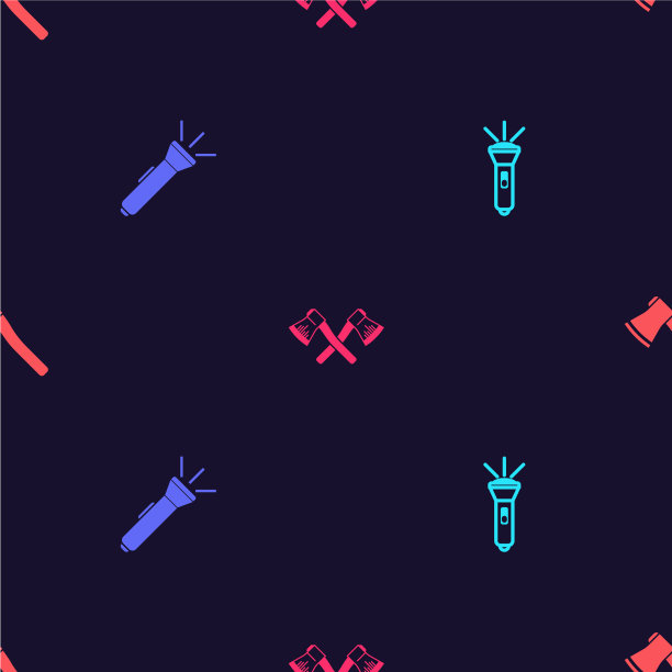 将手电筒交叉放在木斧和木架上图片下载