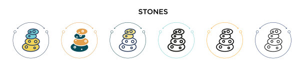 石头图标在填充细线轮廓和图片下载