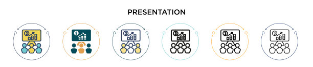 表示图标在填充细线和轮廓线图片下载