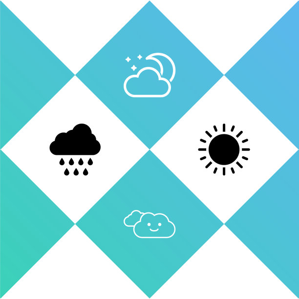 集云与雨、月亮、星星和太阳的图标图片下载