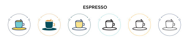 浓缩图标在填充细线轮廓和图片下载