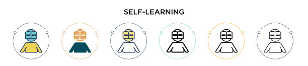 自学图标在填充细线轮廓图片下载