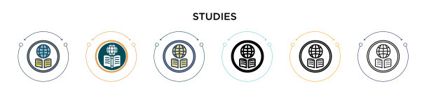 学习图标（填充细线轮廓）图片下载