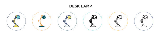 台灯图标中填充了细线和轮廓线图片下载